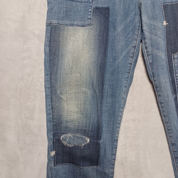Tommy Hilfiger Women’s Boyfriend Patchwork Distressed Jeans Blue Sz 10 Relaxed - Picture 5 of 11